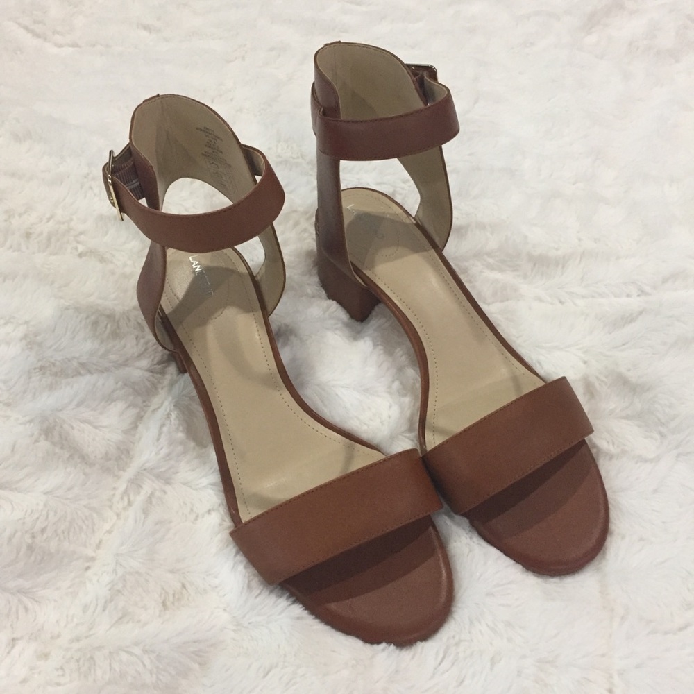 Lands End | Strappy Block Heel Cognac Sandal 10W